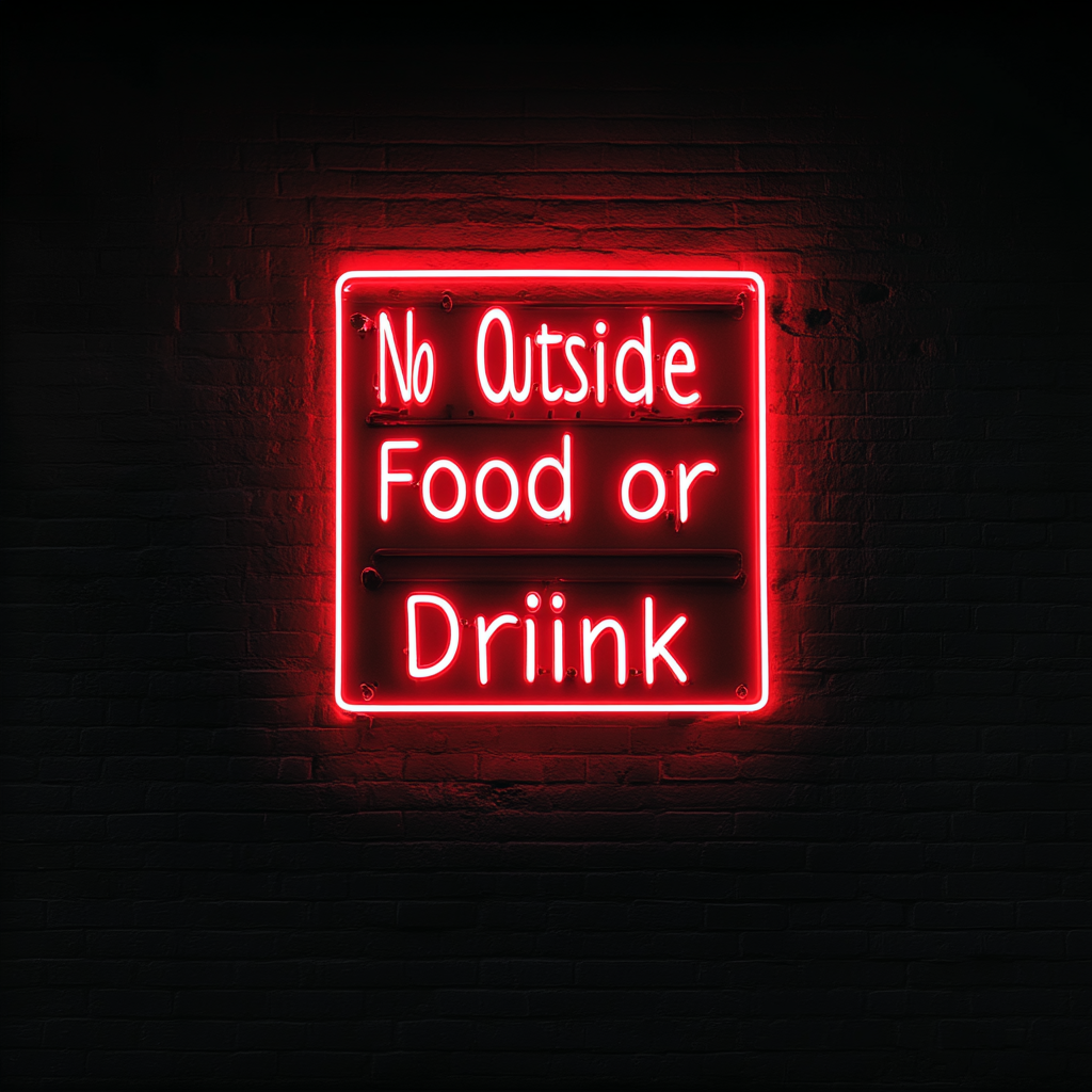 No Outside Food or Drink - Red Neon Sign, 18 Inches
