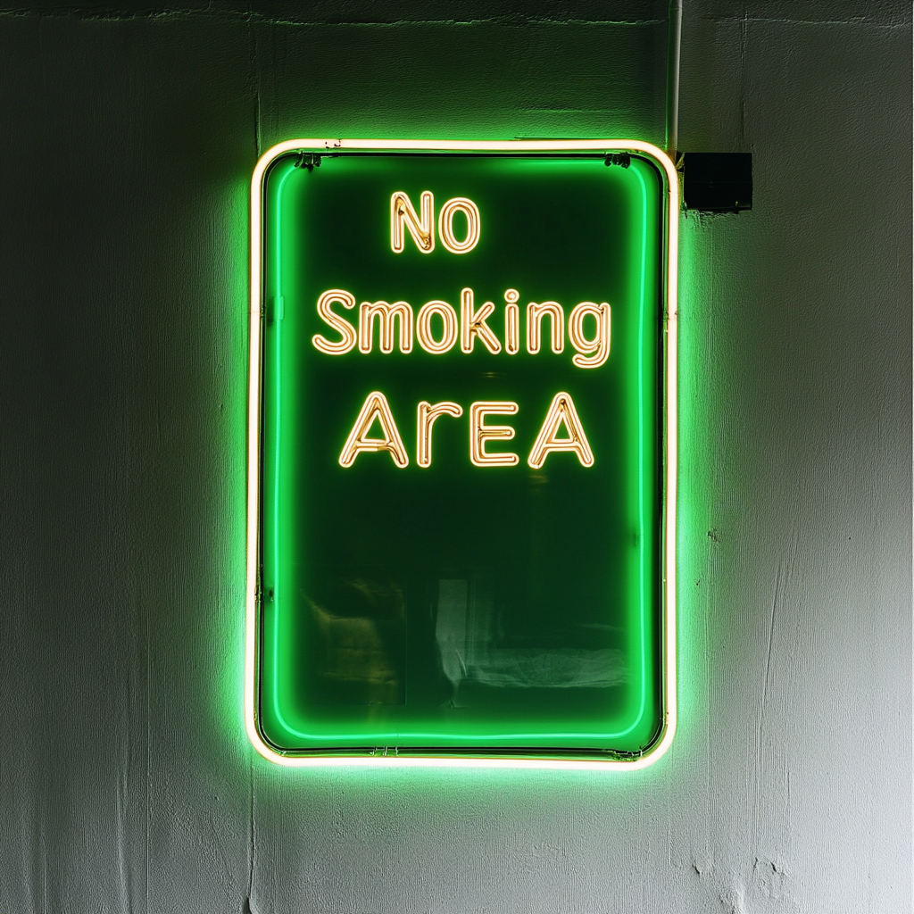 No Smoking Area - Green Neon Sign, 24 Inches