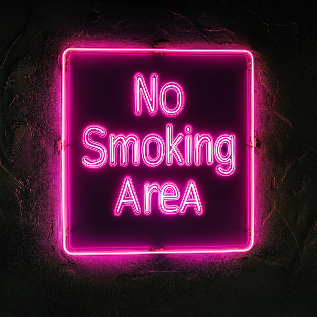 No Smoking Area - Pink Neon Sign, 18 Inches
