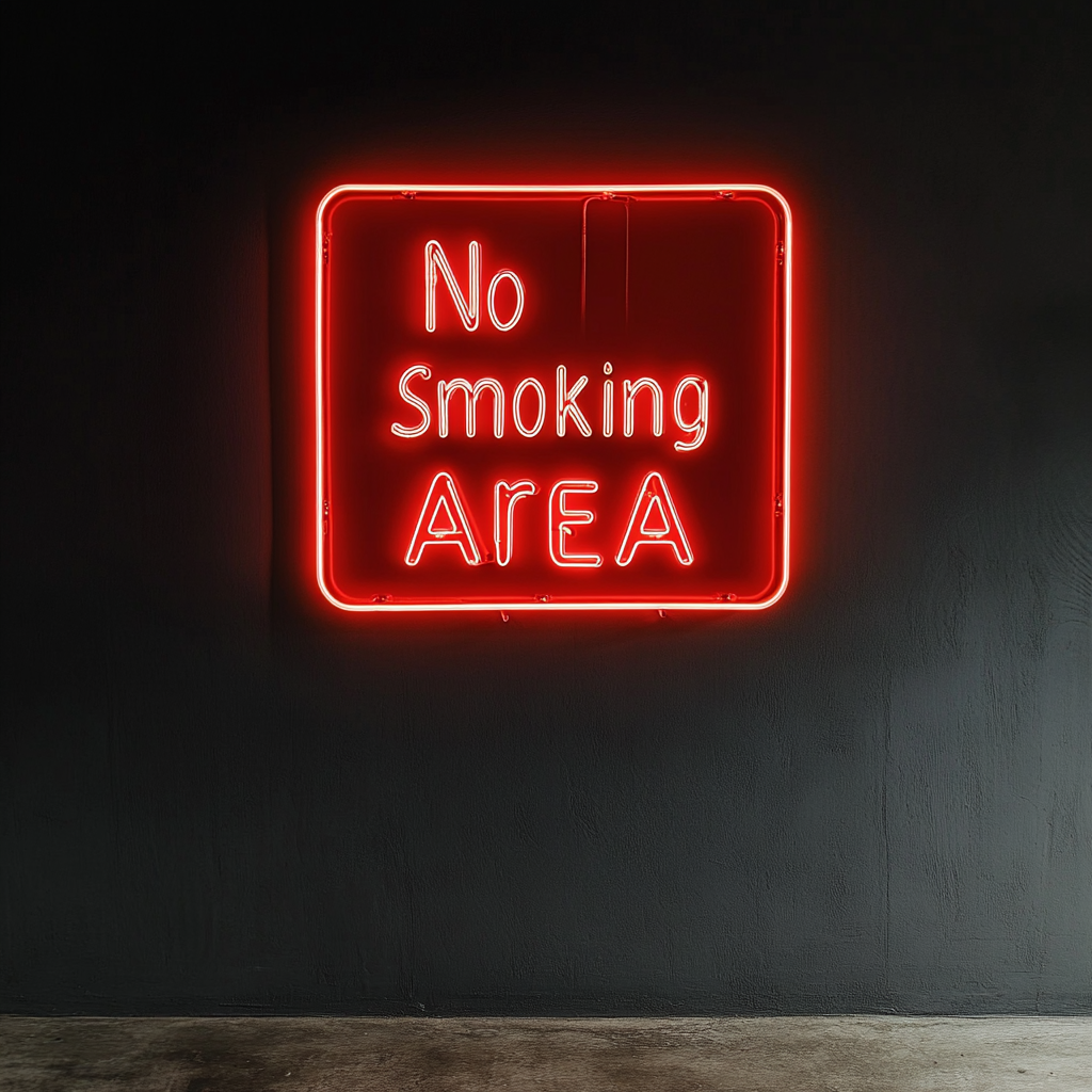 No Smoking Area - Red Neon Sign, 18 Inches