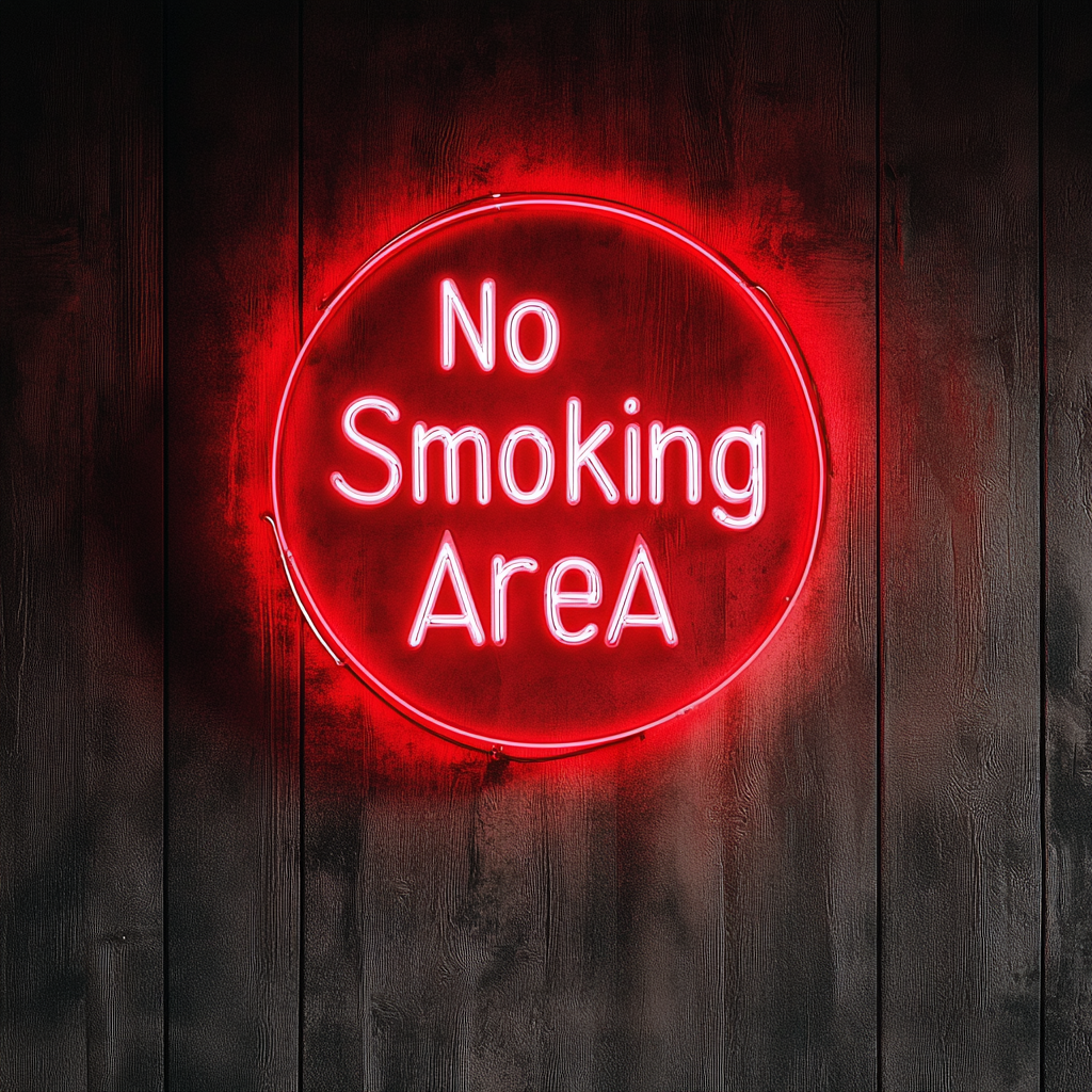 No Smoking Area - Red Neon Sign, 24 Inches