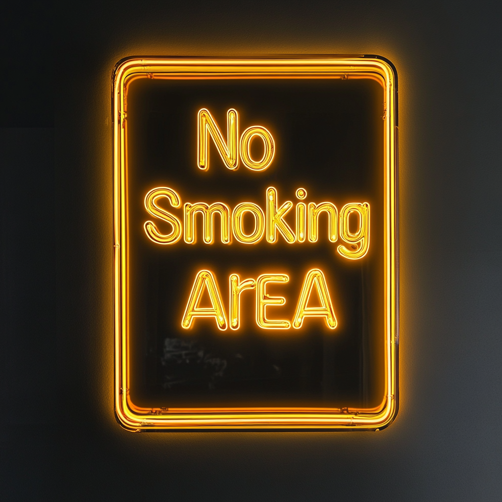 No Smoking Area - Yellow Neon Sign, 24 Inches