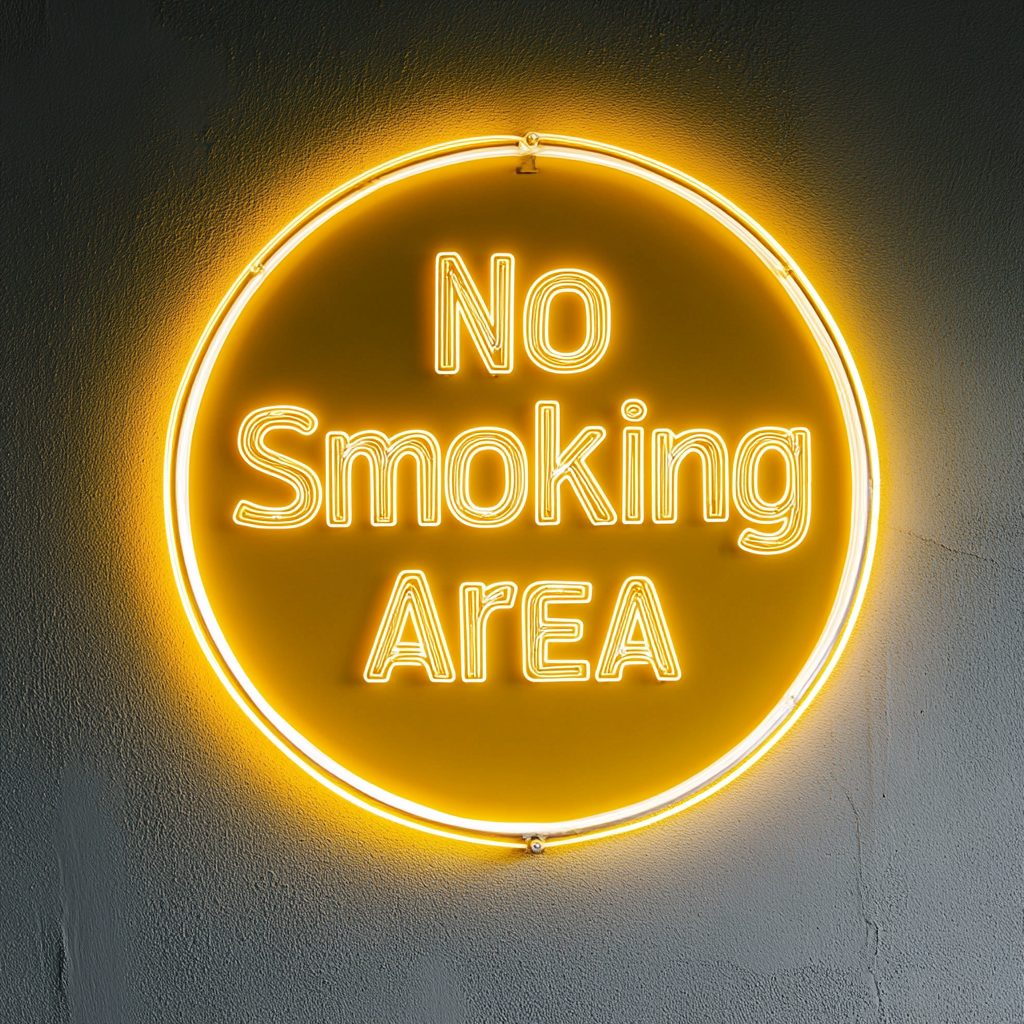 No Smoking Area - Yellow Neon Sign, 24 Inches
