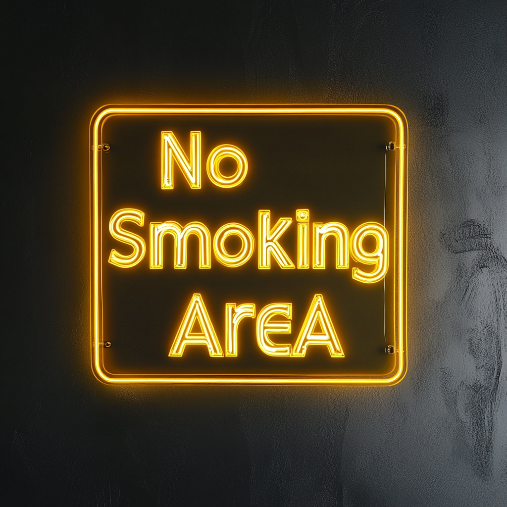 No Smoking Area - Yellow Neon Sign, 24 Inches
