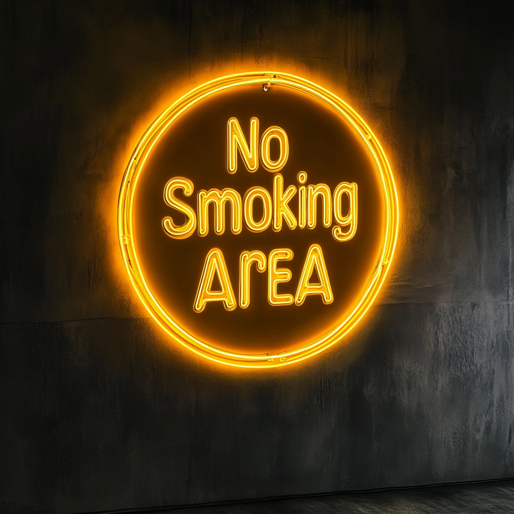 No Smoking Area - Yellow Neon Sign, 18 Inches