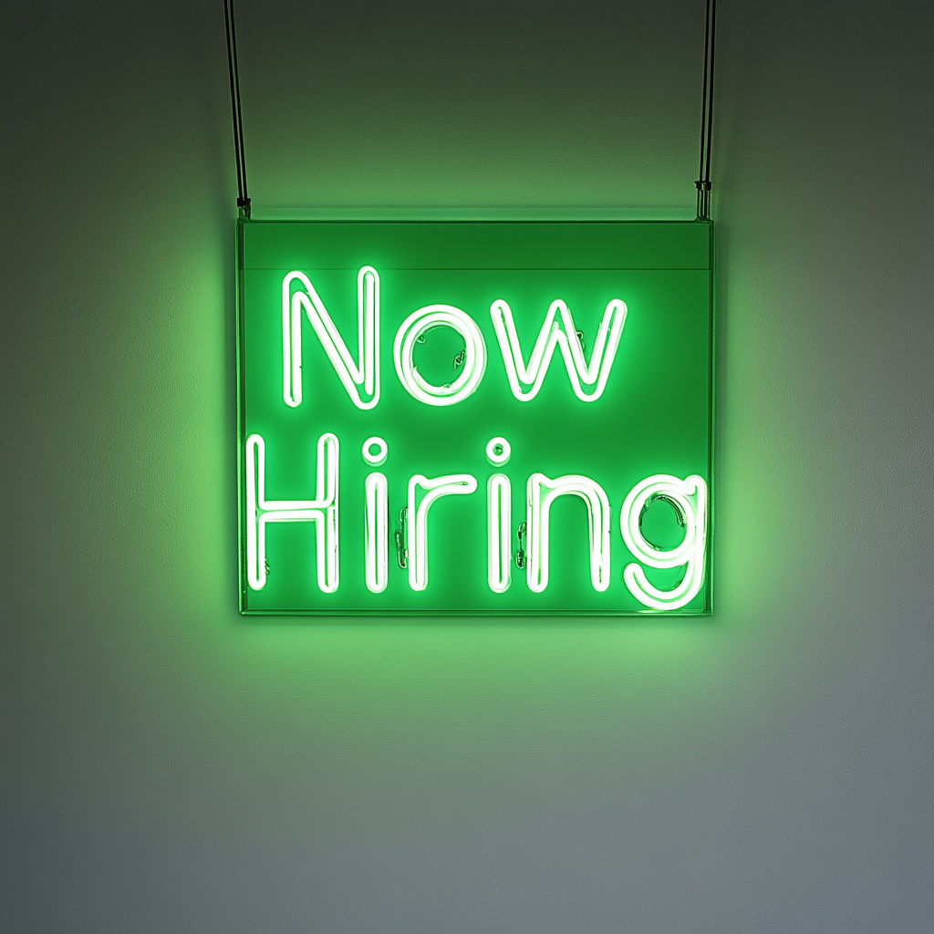 "Now Hiring" - Green Neon Sign, 18 Inches