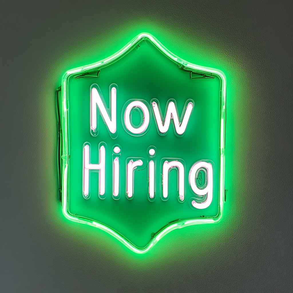 "Now Hiring" - Green Neon Sign, 18 Inches