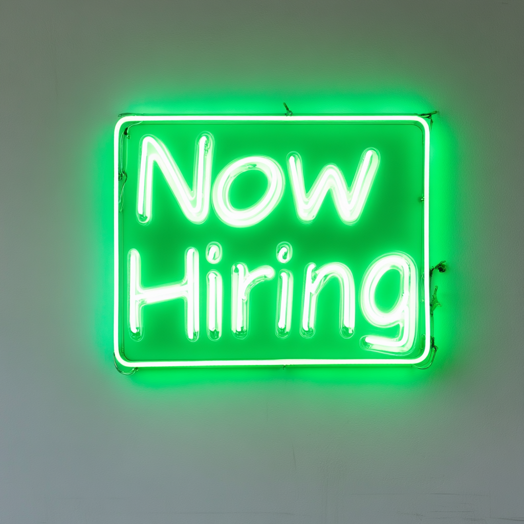 "Now Hiring" - Green Neon Sign, 18 Inches