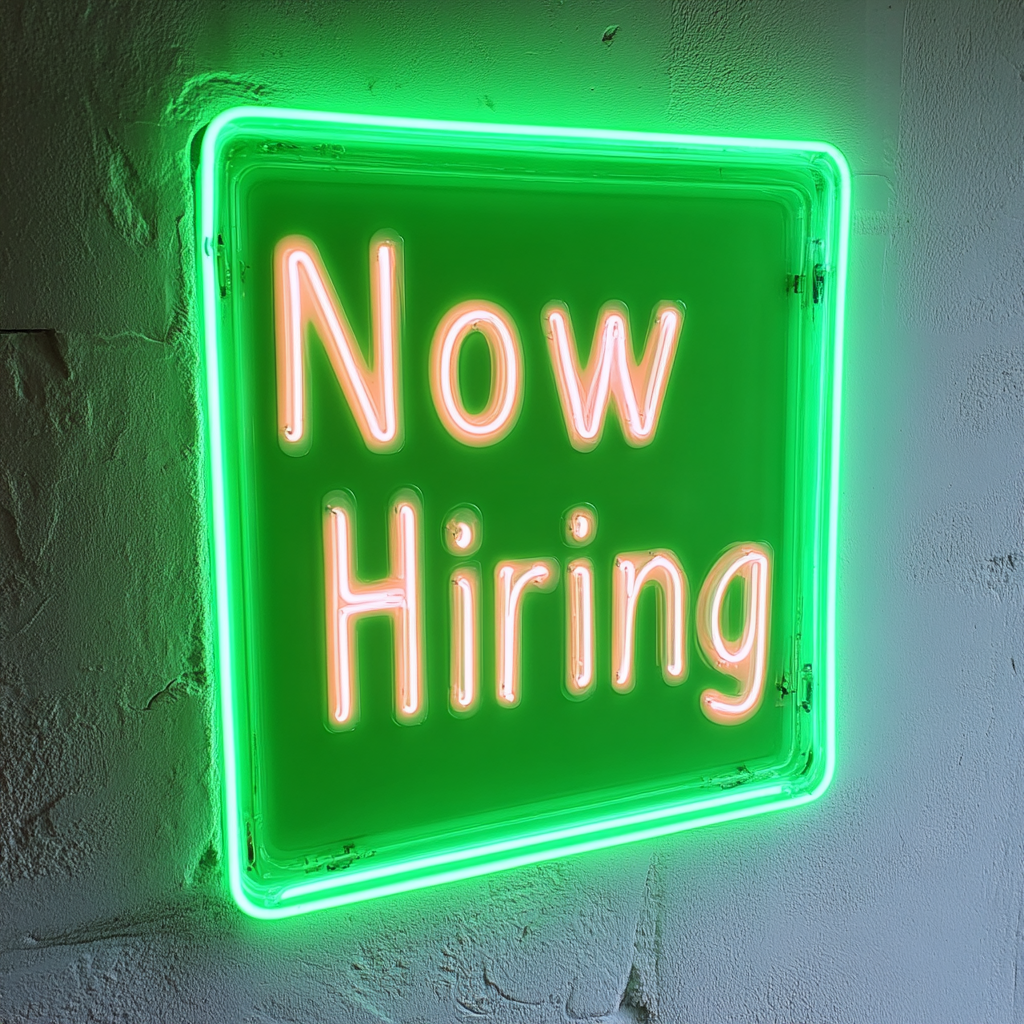 "Now Hiring" - Green Neon Sign, 18 Inches