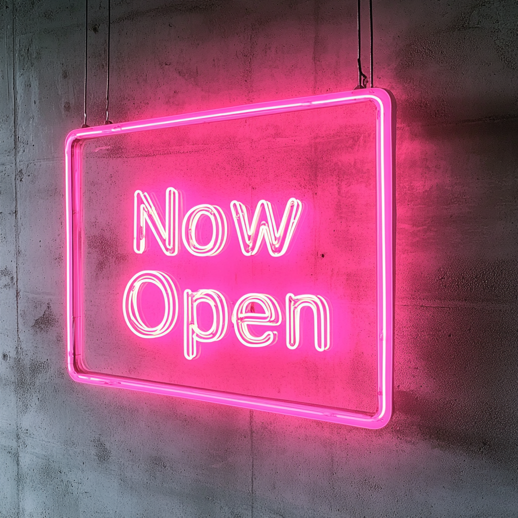 Now Open - Pink Neon Sign, 24 Inches