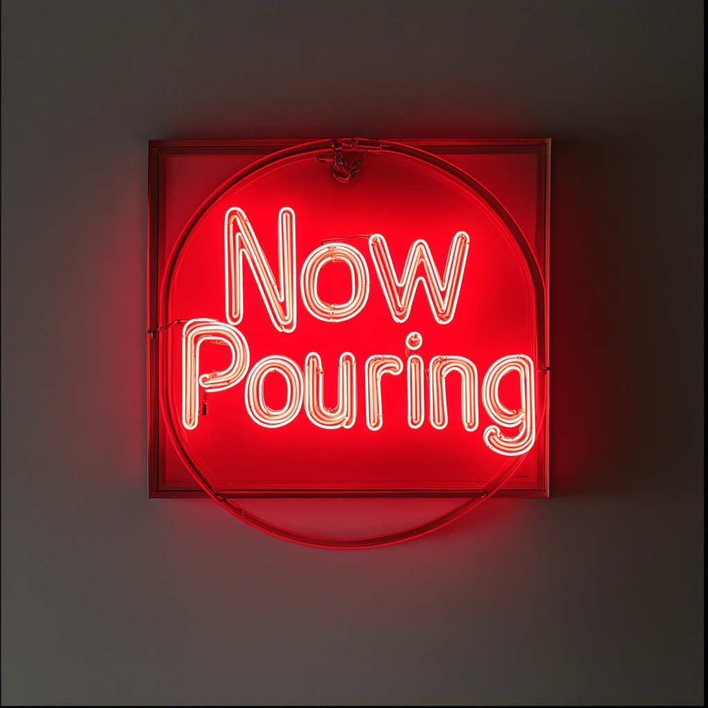 "Now Pouring" - Red Neon Sign, 24 Inches