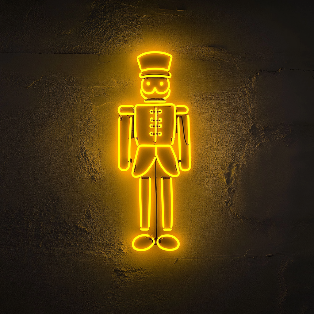 Nut Cracker - Yellow Neon Sign, 18 Inches