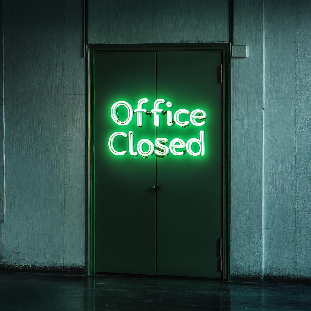 "Office Closed" - Green Neon Sign, 24 Inches