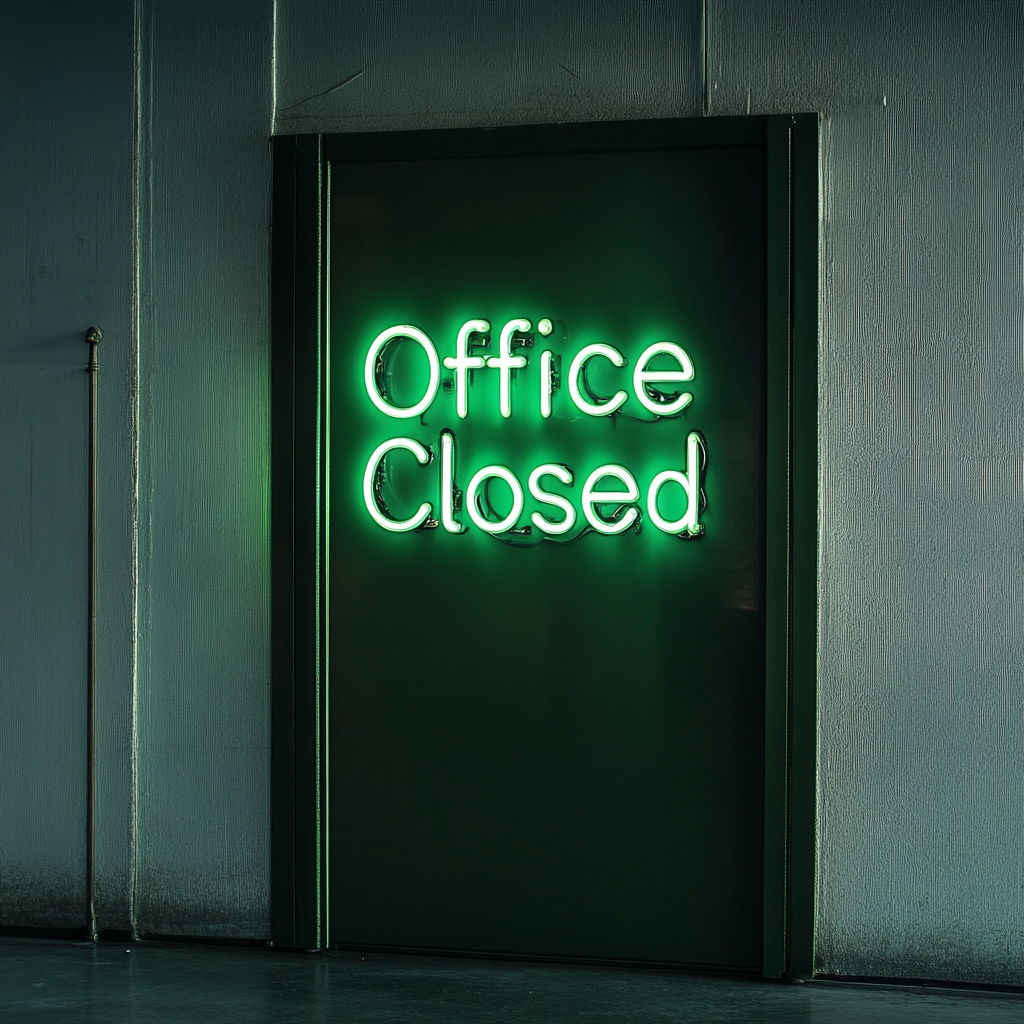 "Office Closed" - Green Neon Sign, 24 Inches