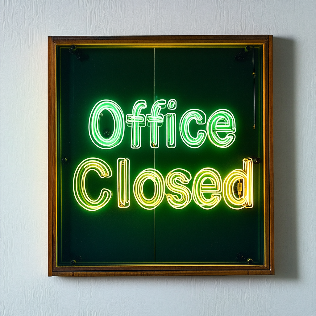 "Office Closed" - Green Neon Sign, 18 Inches