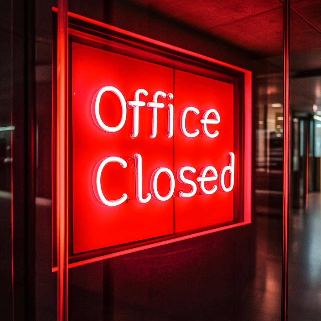 "Office Closed" - Red Neon Sign, 24 Inches