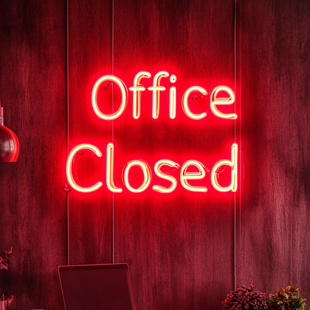 "Office Closed" - Red Neon Sign, 24 Inches