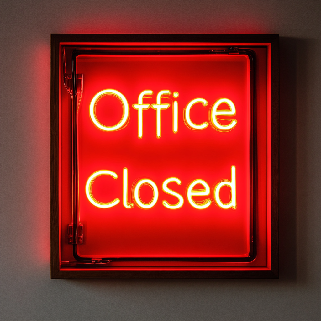 "Office Closed" - Red Neon Sign, 24 Inches