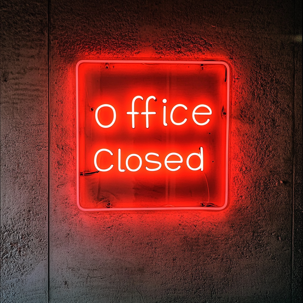 "Office Closed" - Red Neon Sign, 24 Inches