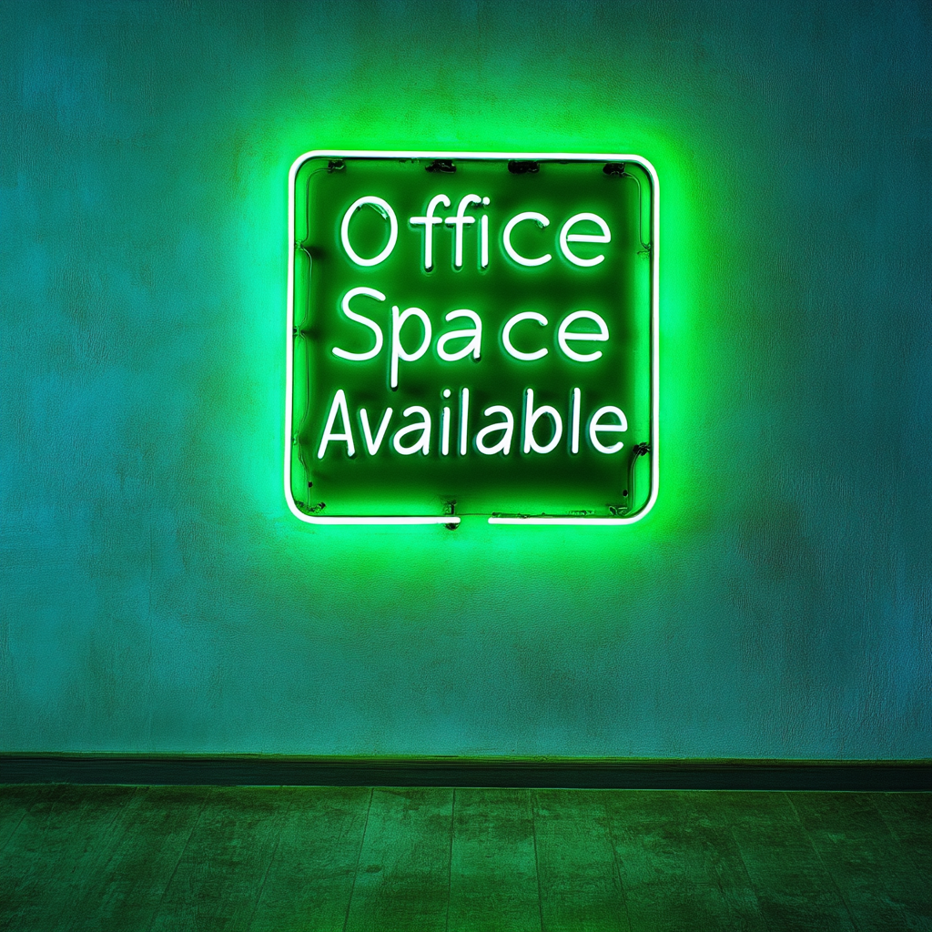 "Office Space Available" - Green Neon Sign, 24 Inches