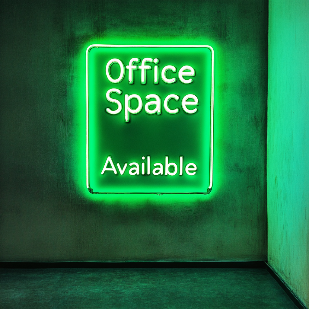 "Office Space Available" - Green Neon Sign, 24 Inches