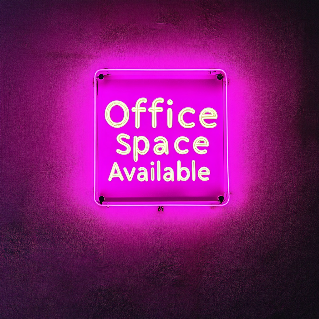 "Office Space Available" - Pink Neon Sign, 24 Inches