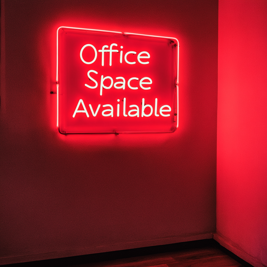 "Office Space Available" - Red Neon Sign, 24 Inches