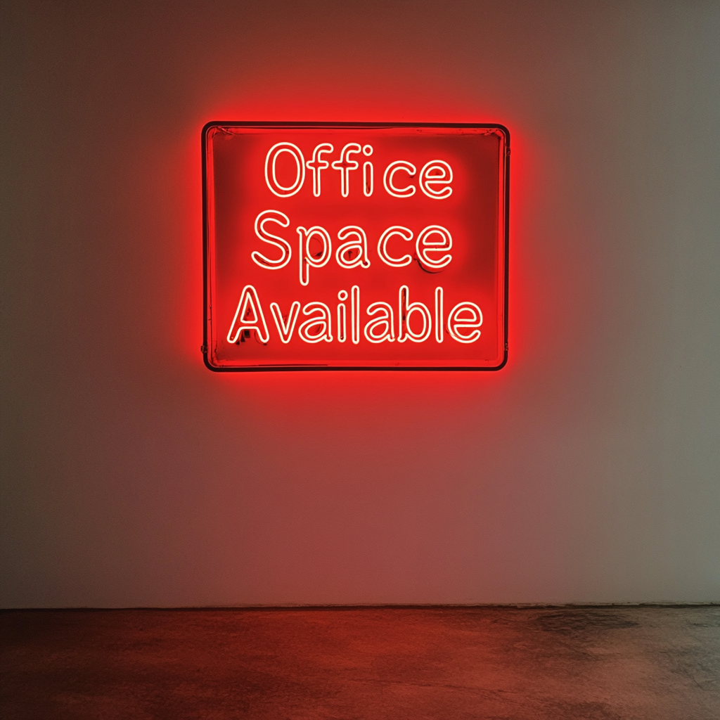 "Office Space Available" - Red Neon Sign, 24 Inches