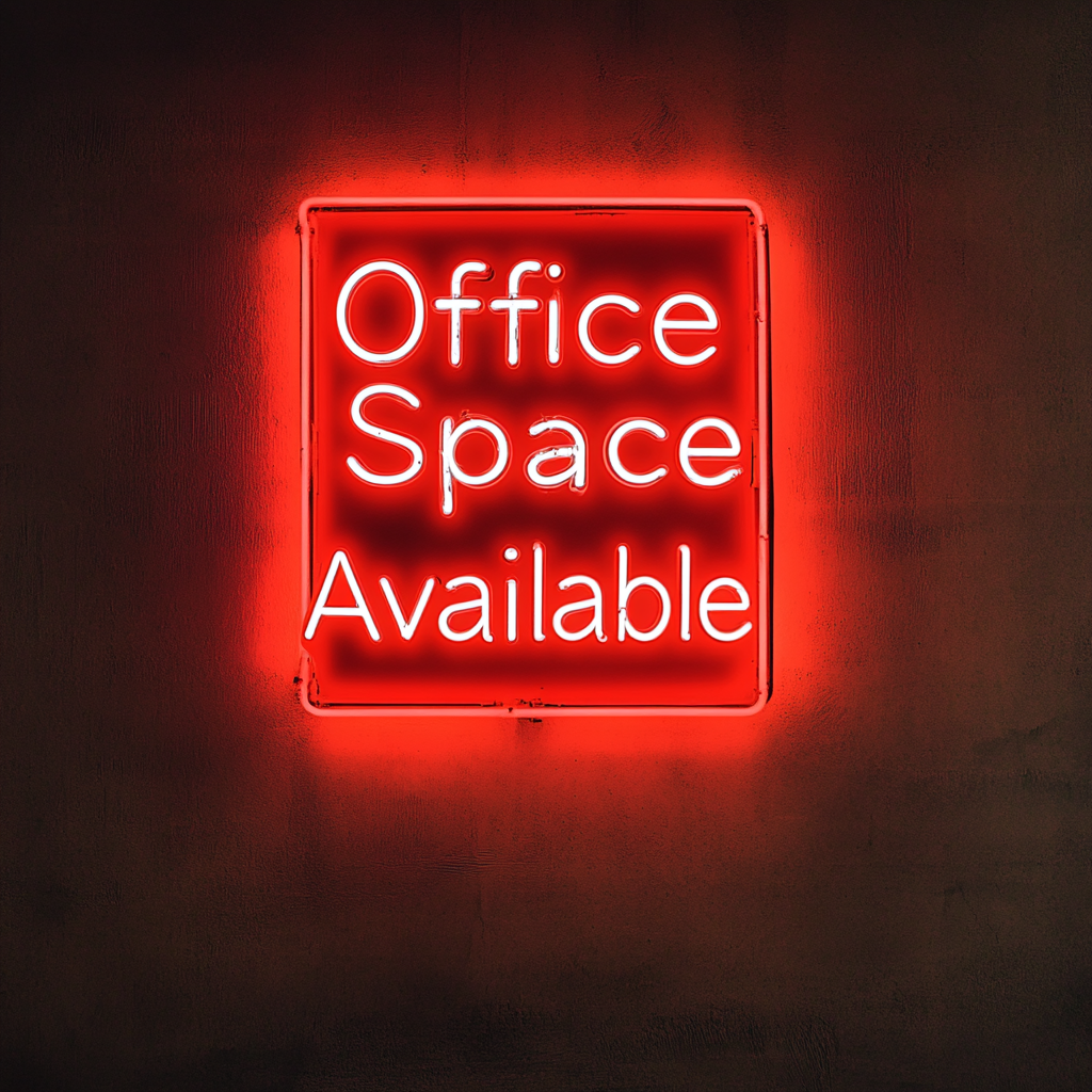 "Office Space Available" - Red Neon Sign, 24 Inches