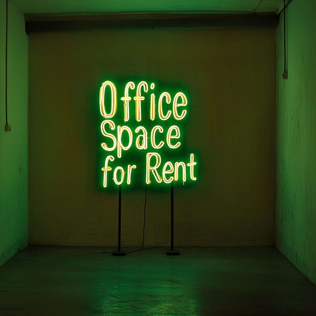 "Office Space for Rent" - Green Neon Sign, 24 Inches