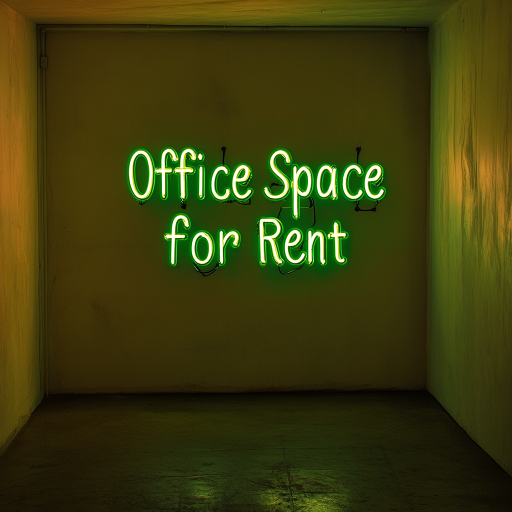 "Office Space for Rent" - Green Neon Sign, 24 Inches