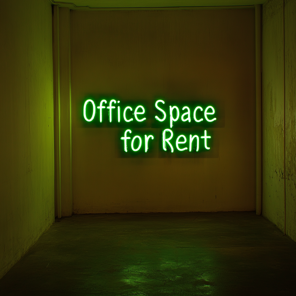 "Office Space for Rent" - Green Neon Sign, 24 Inches