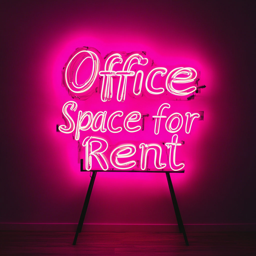 "Office Space for Rent" - Pink Neon Sign, 24 Inches