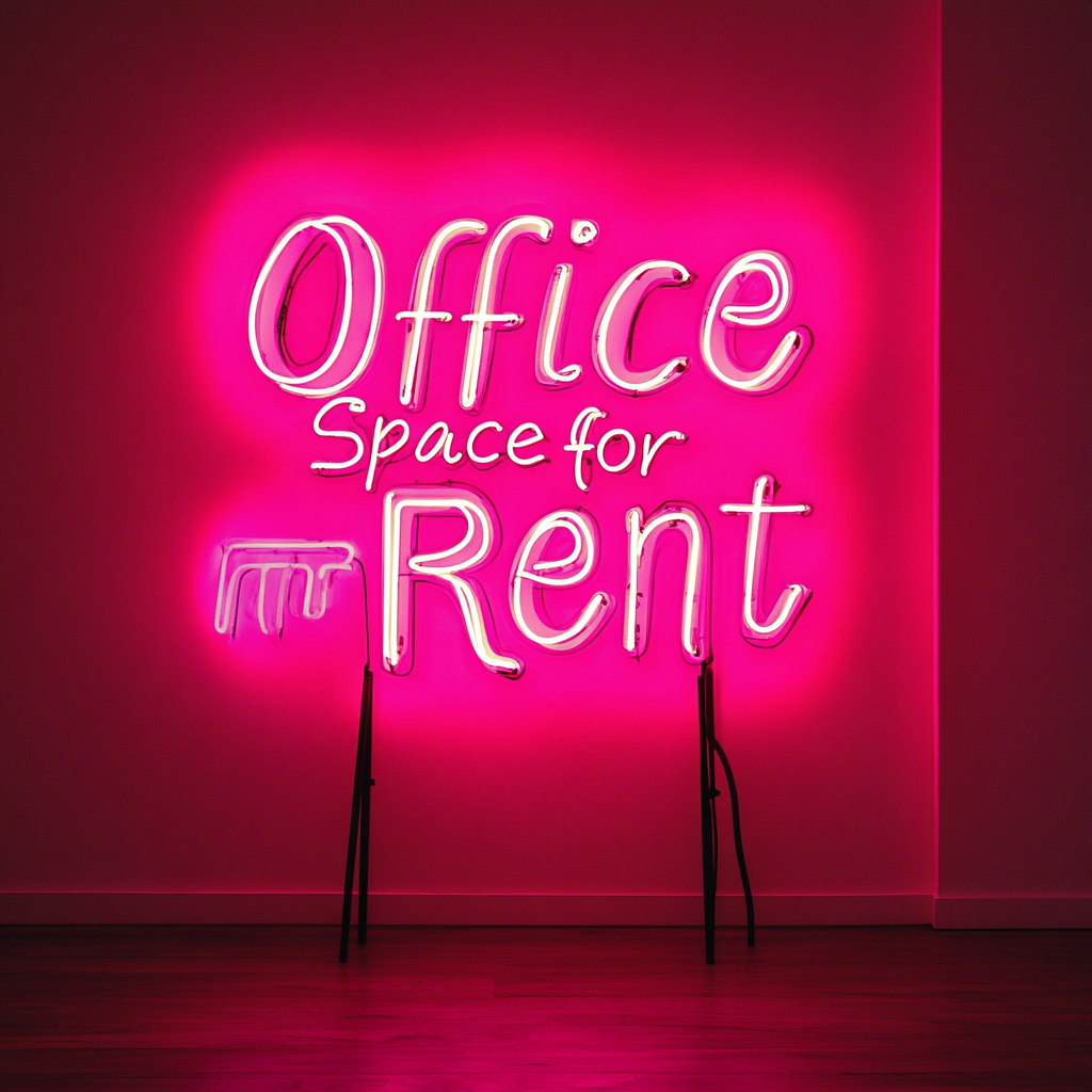 "Office Space for Rent" - Pink Neon Sign, 24 Inches