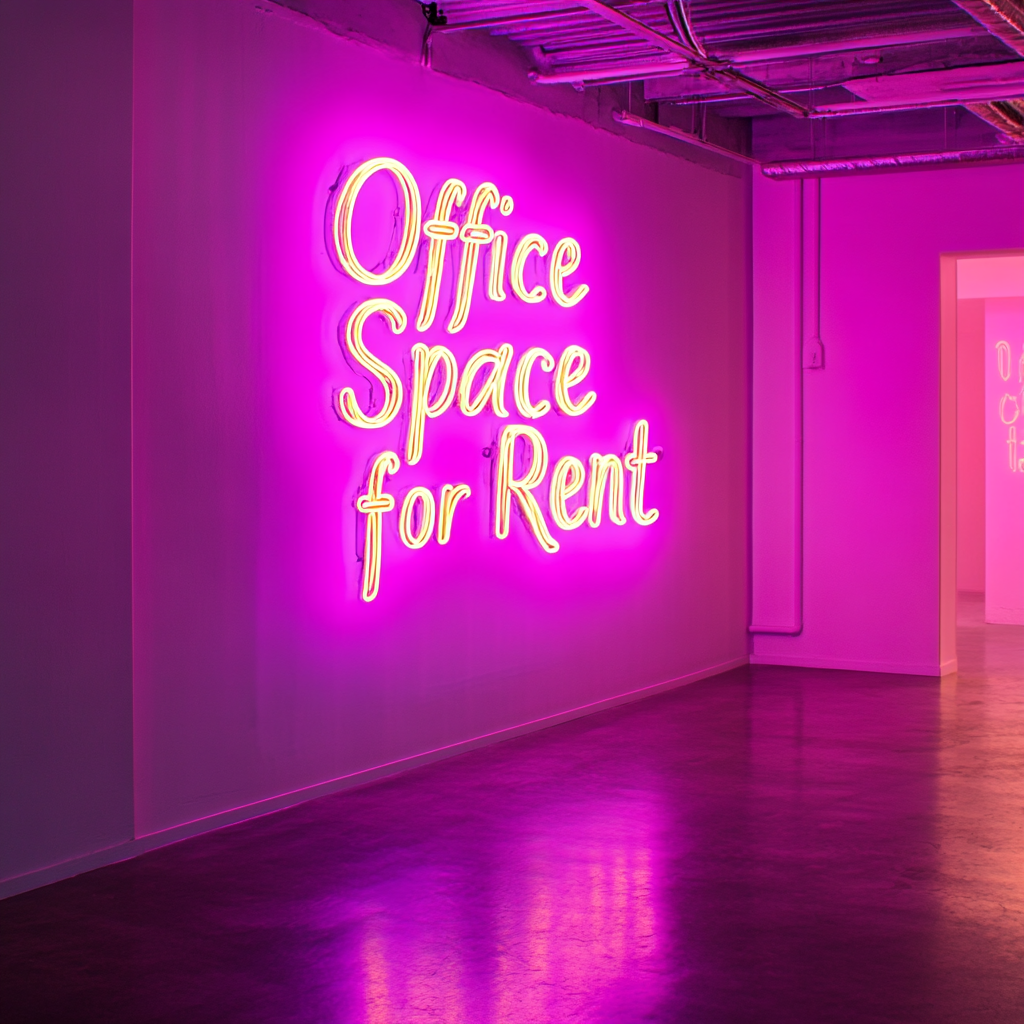 "Office Space for Rent" - Pink Neon Sign, 24 Inches