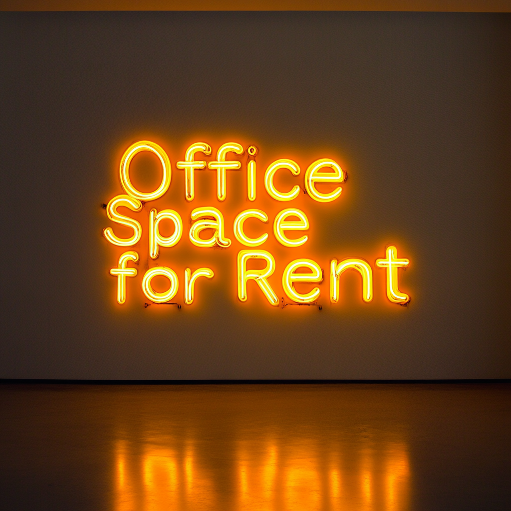 "Office Space for Rent" - Yellow Neon Sign, 24 Inches