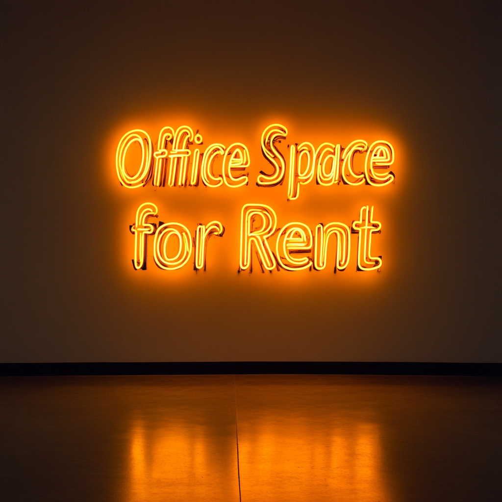 "Office Space for Rent" - Yellow Neon Sign, 24 Inches