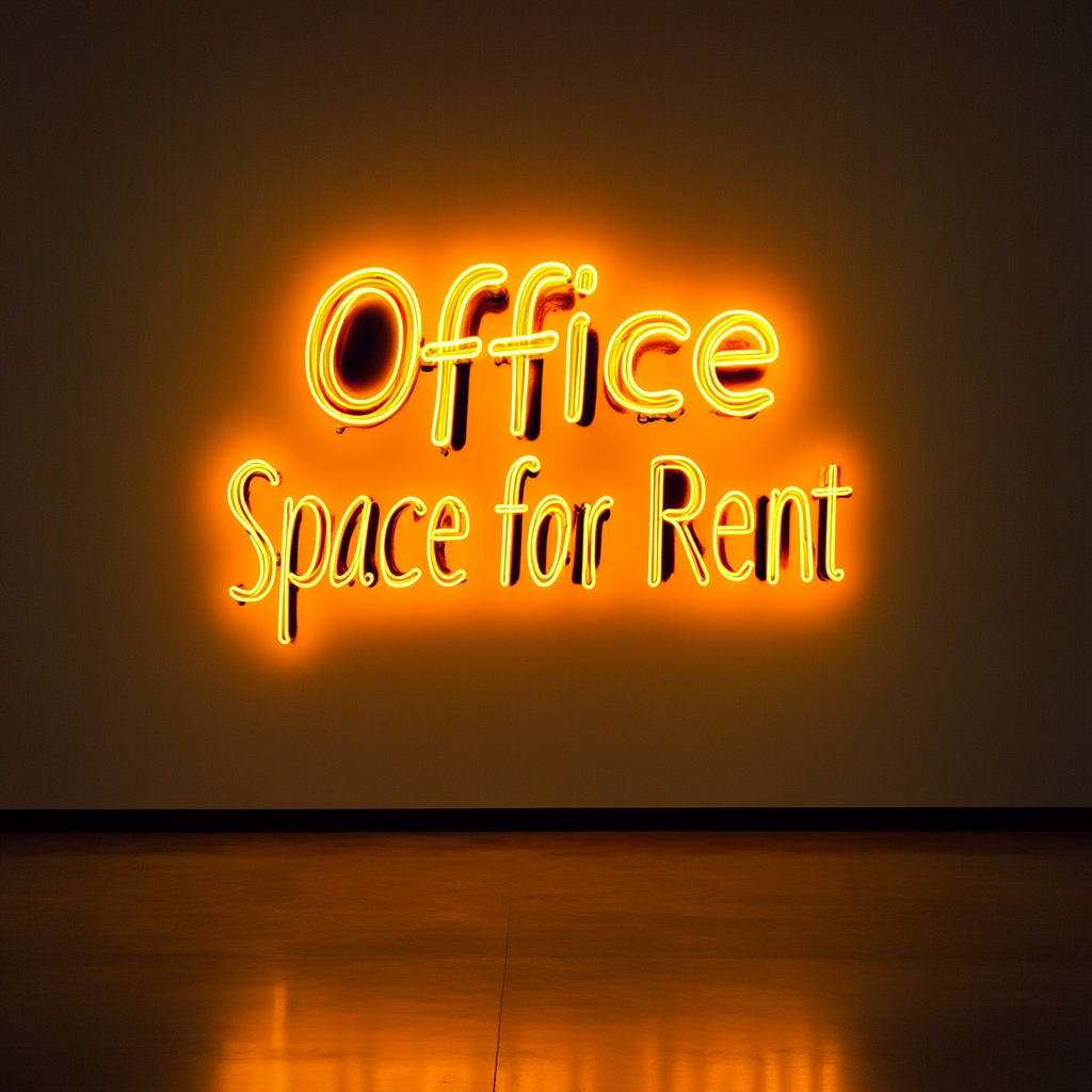 "Office Space for Rent" - Yellow Neon Sign, 24 Inches