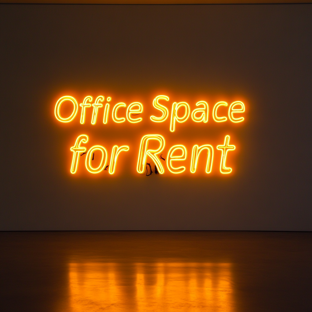 "Office Space for Rent" - Yellow Neon Sign, 24 Inches
