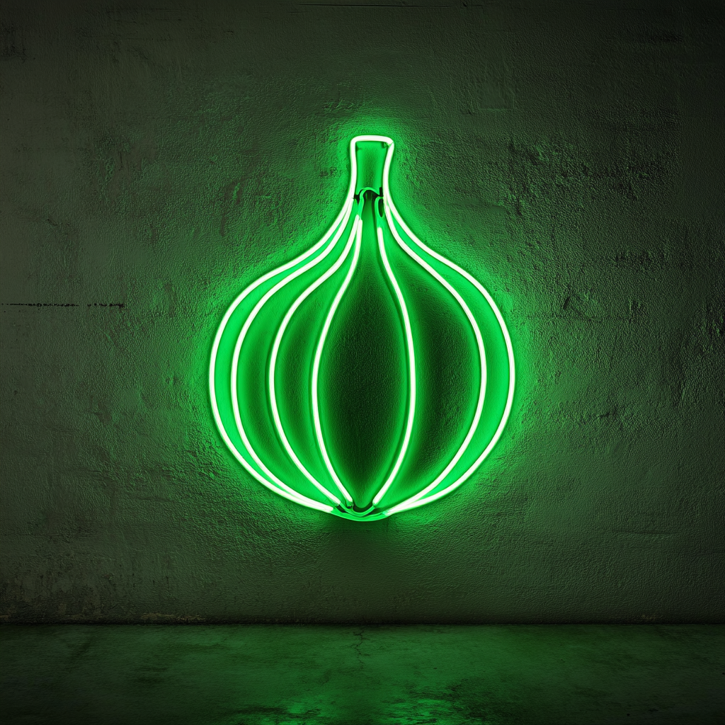 Onion - Green Neon Sign, 18 Inches