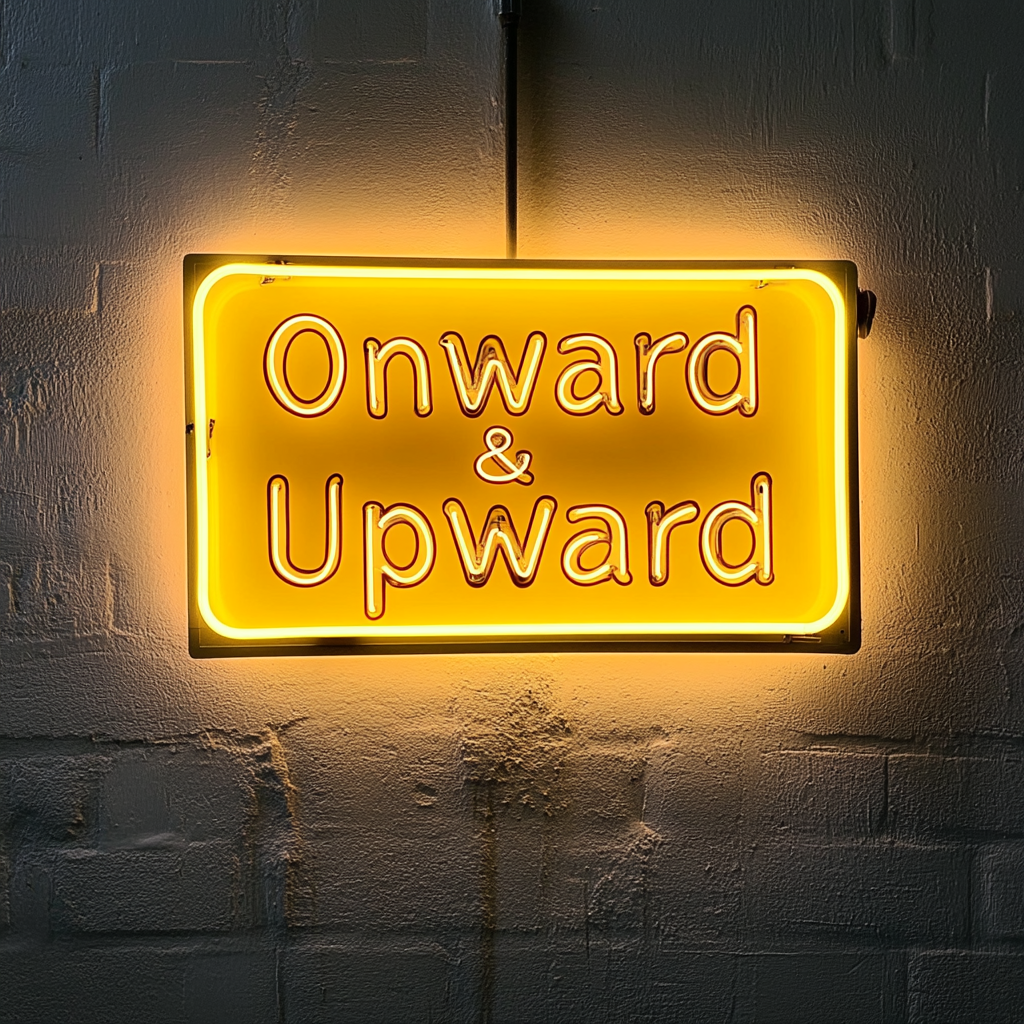 "Onward & Upward" - Yellow Neon Sign, 24 Inches