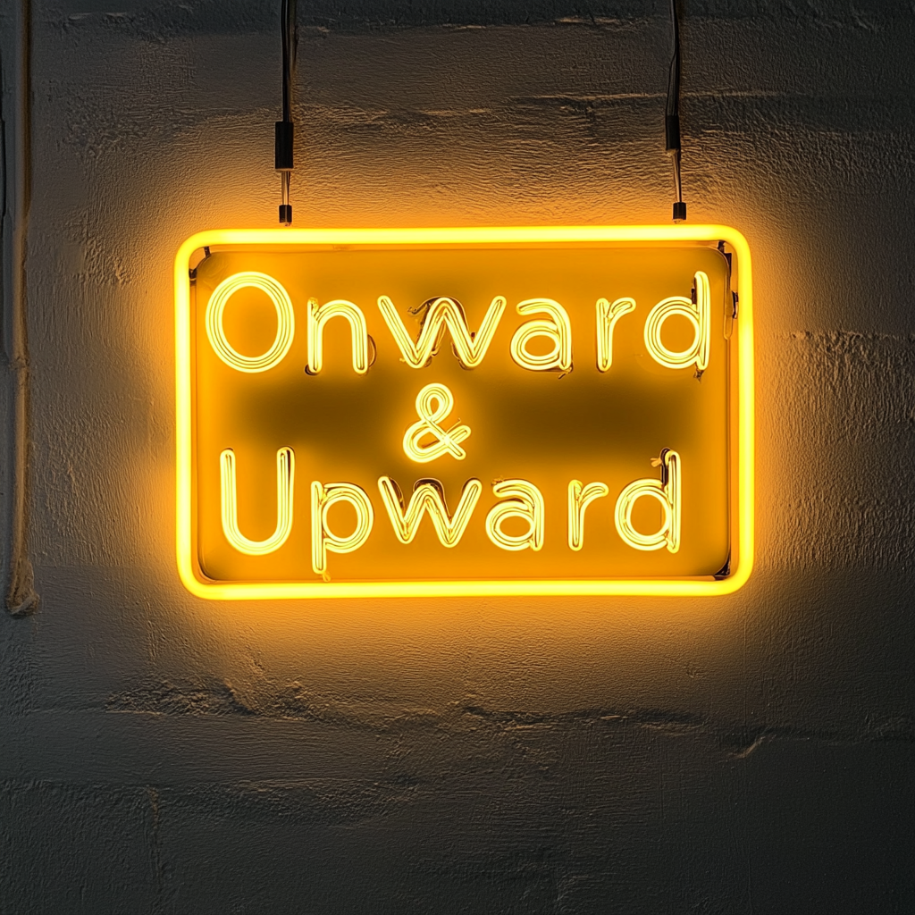 "Onward & Upward" - Yellow Neon Sign, 24 Inches