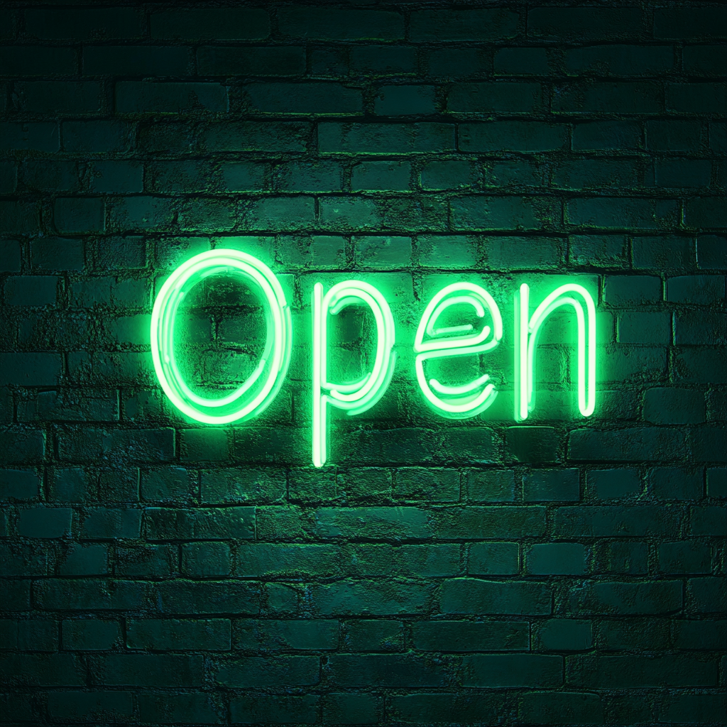 Open - Green Neon Sign, 24 Inches