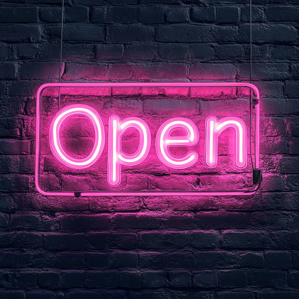 Open - Pink Neon Sign, 24 Inches