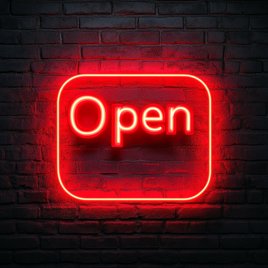 Open - Red Neon Sign, 18 Inches