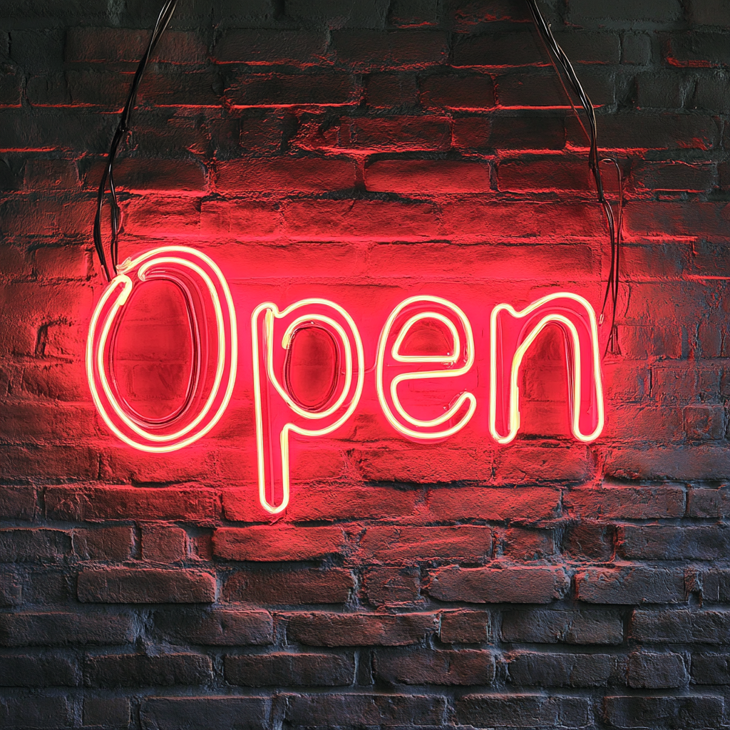 Open - Red Neon Sign, 18 Inches