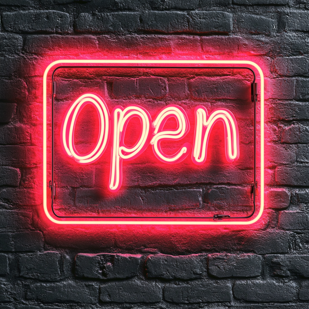 Open - Red Neon Sign, 24 Inches