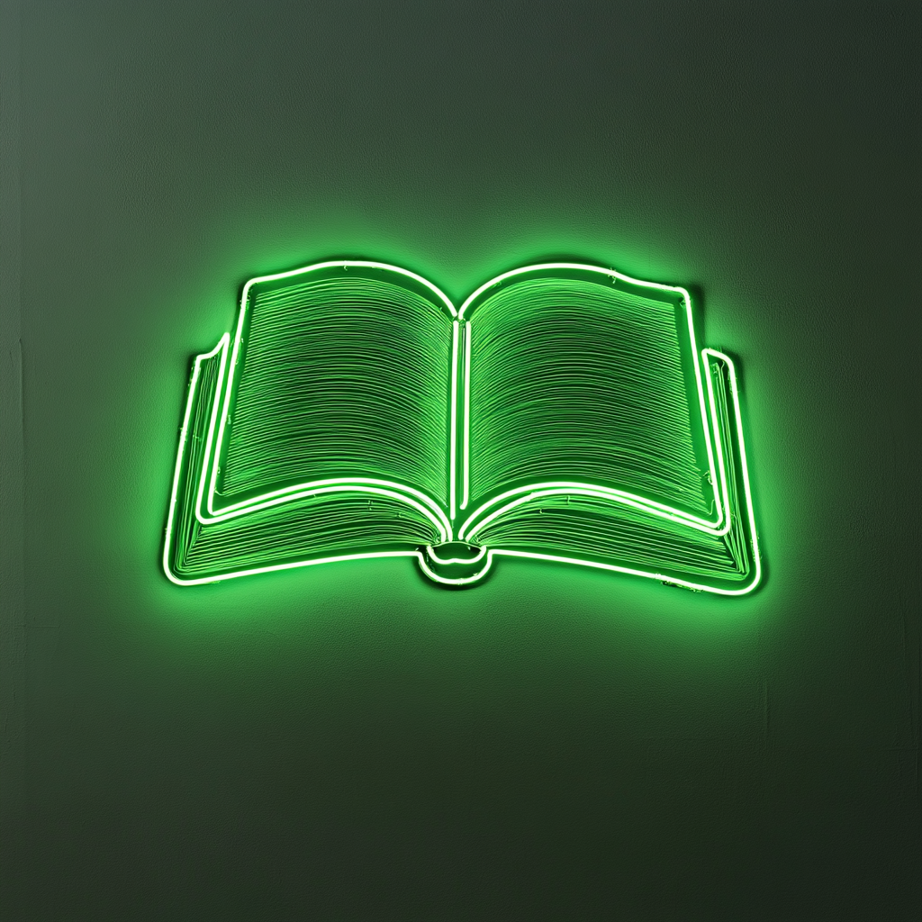 Open Book - Green Neon Sign, 24 Inches