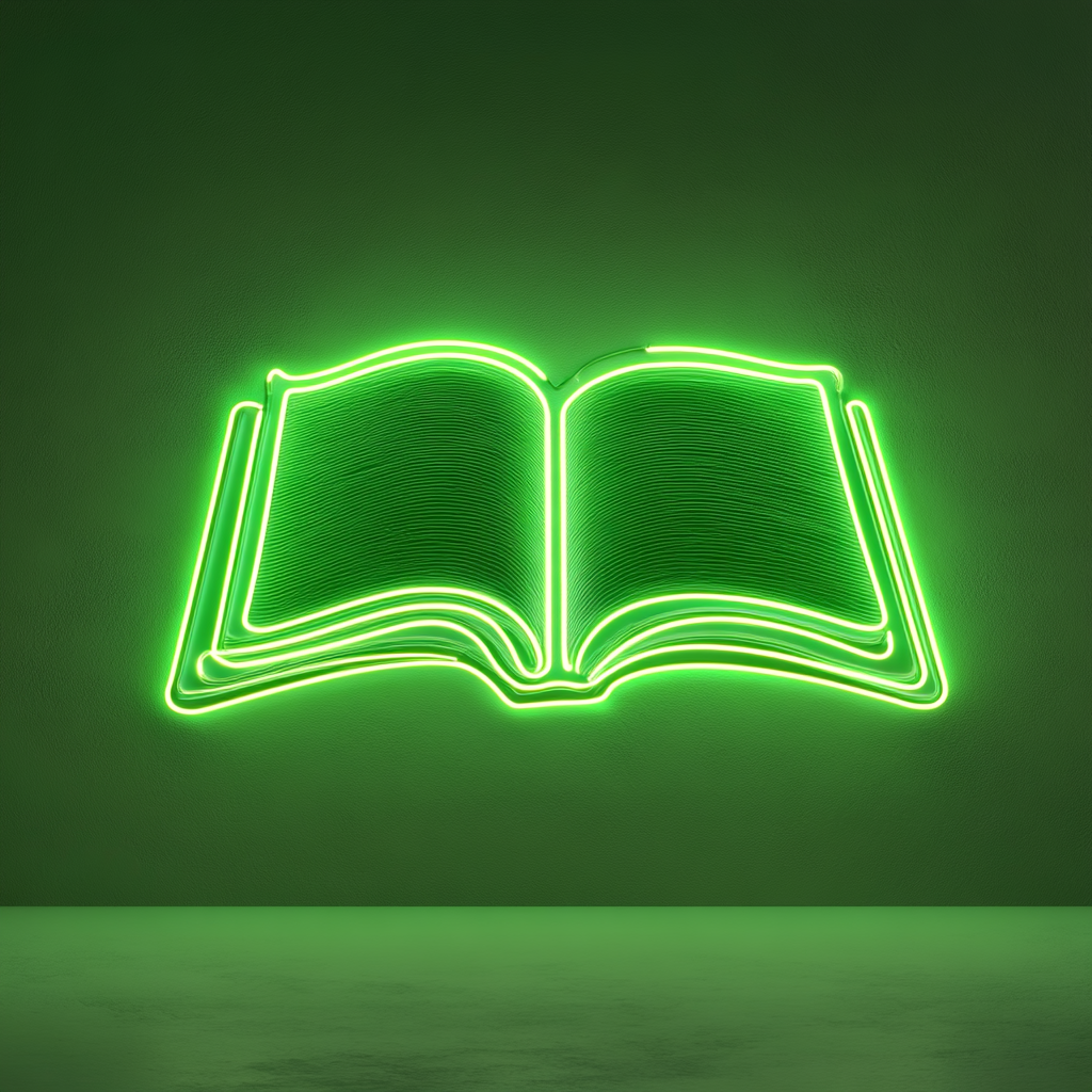 Open Book - Green Neon Sign, 24 Inches