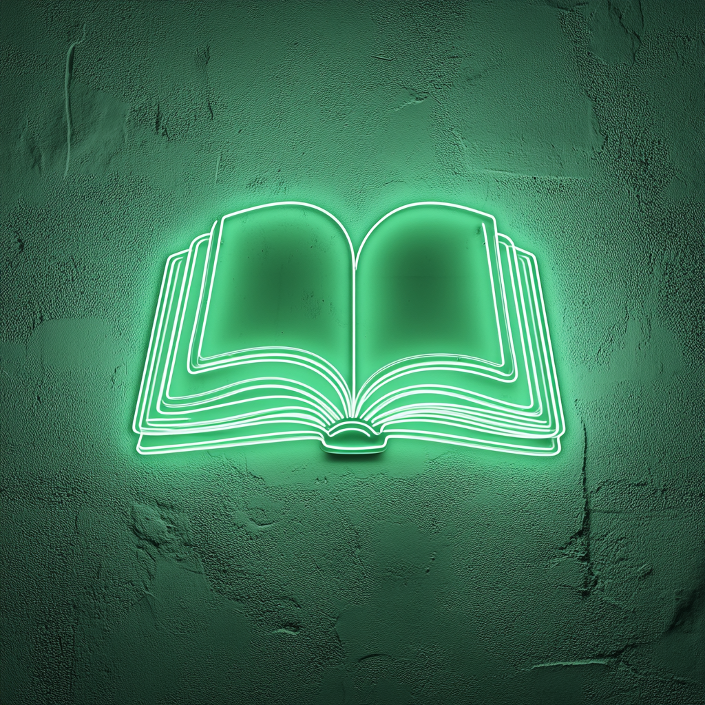 Open Book - Green Neon Sign, 24 Inches